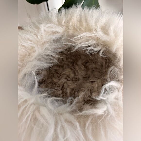 Vintage Shearling Fur Cossack Hat Cream Mongolian Fur Russian Style Winter Hat